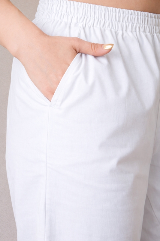 White Cotton Kurti Pant