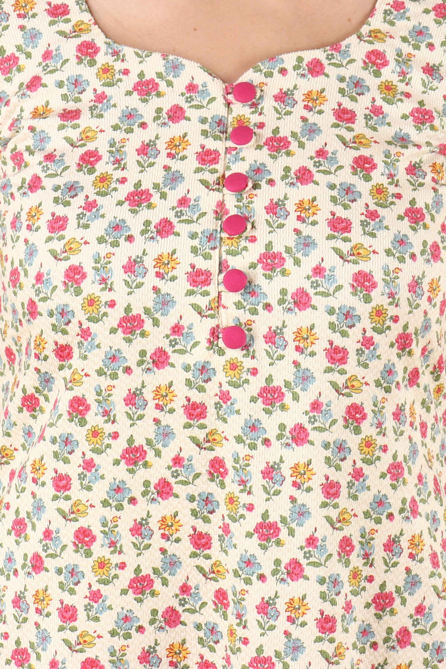 White Floral Corduroy Kurta