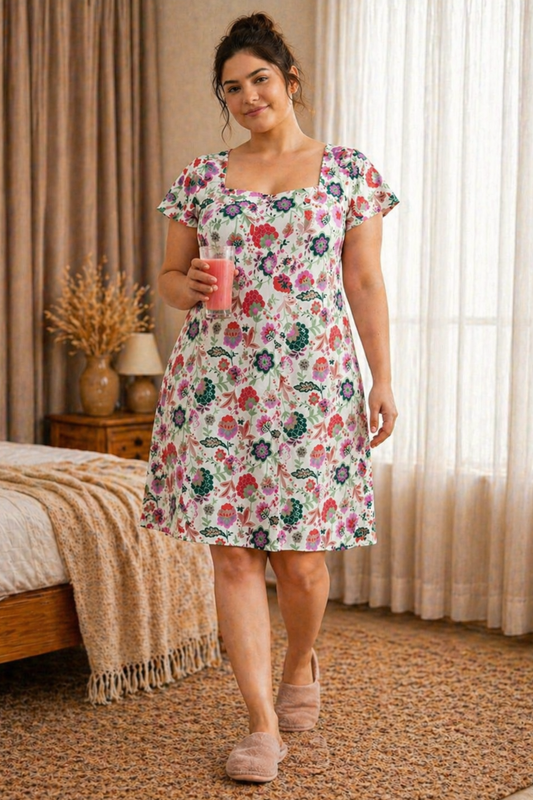 Soft Garden Rayon Short Nighty