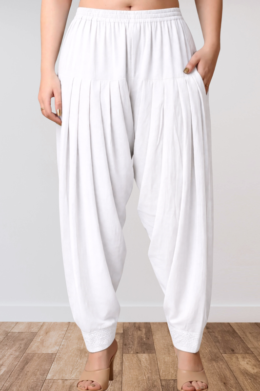 White Anti Wrinkle Pleated Salwar