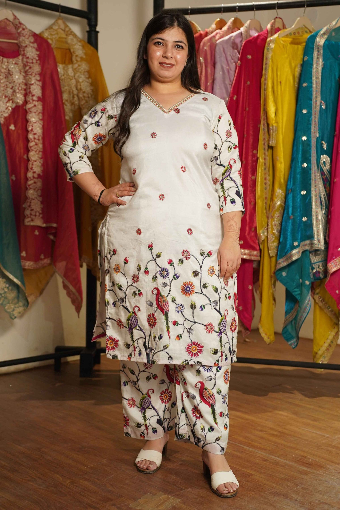 Shubhra Saaz Silk Co-ord Set with Placement Work