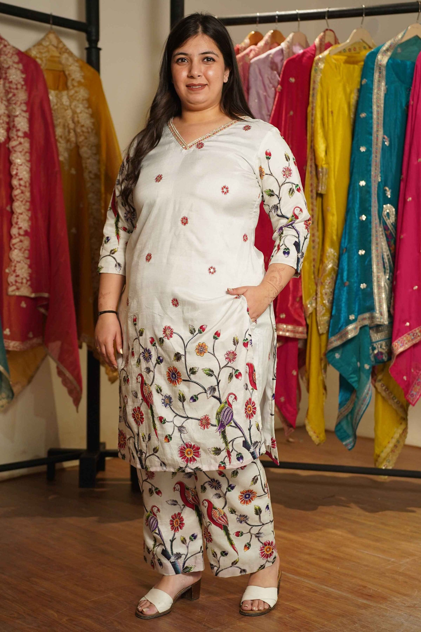 Shubhra Saaz Silk Co-ord Set with Placement Work