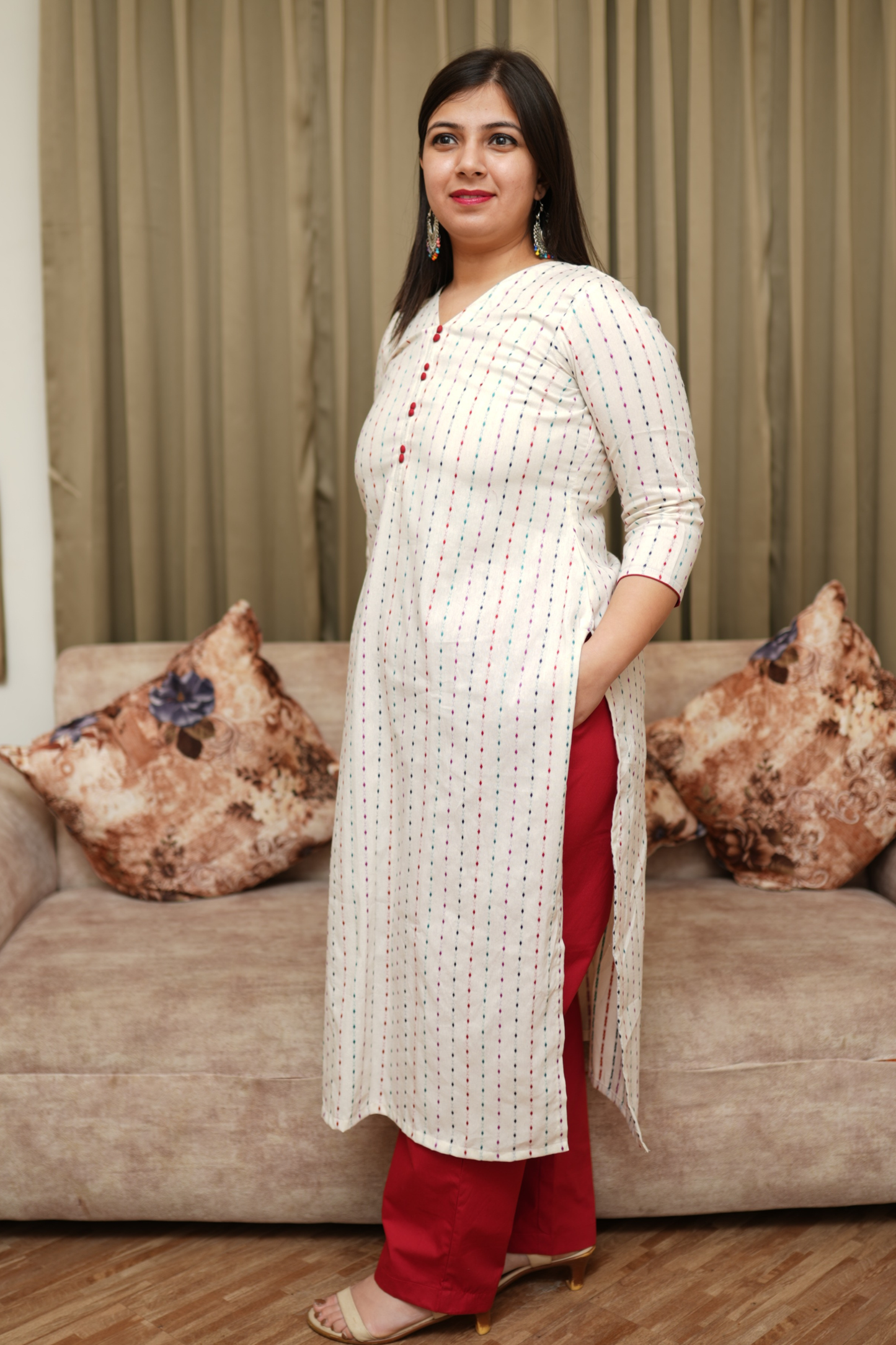 Ivory Weaves Cotton Kurta Set