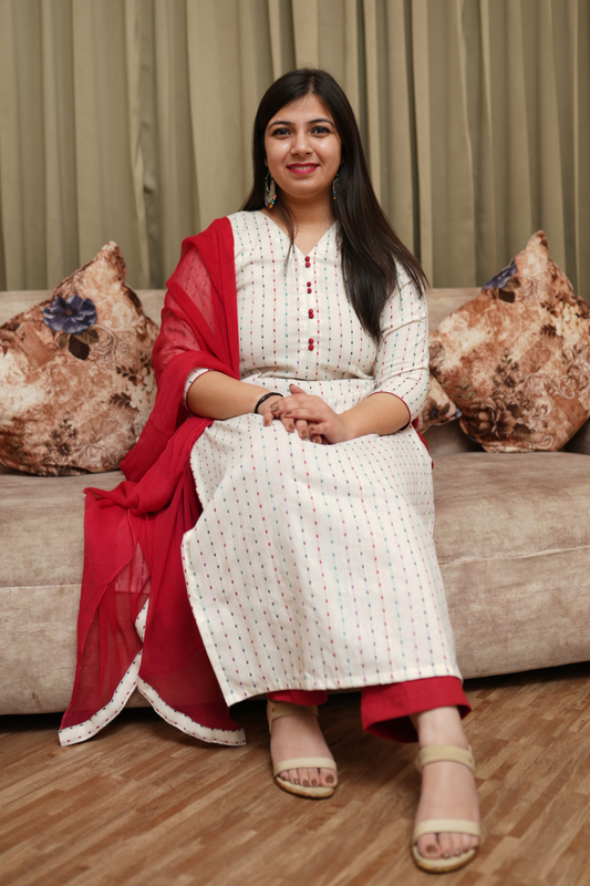 Ivory Weaves Cotton Kurta Set