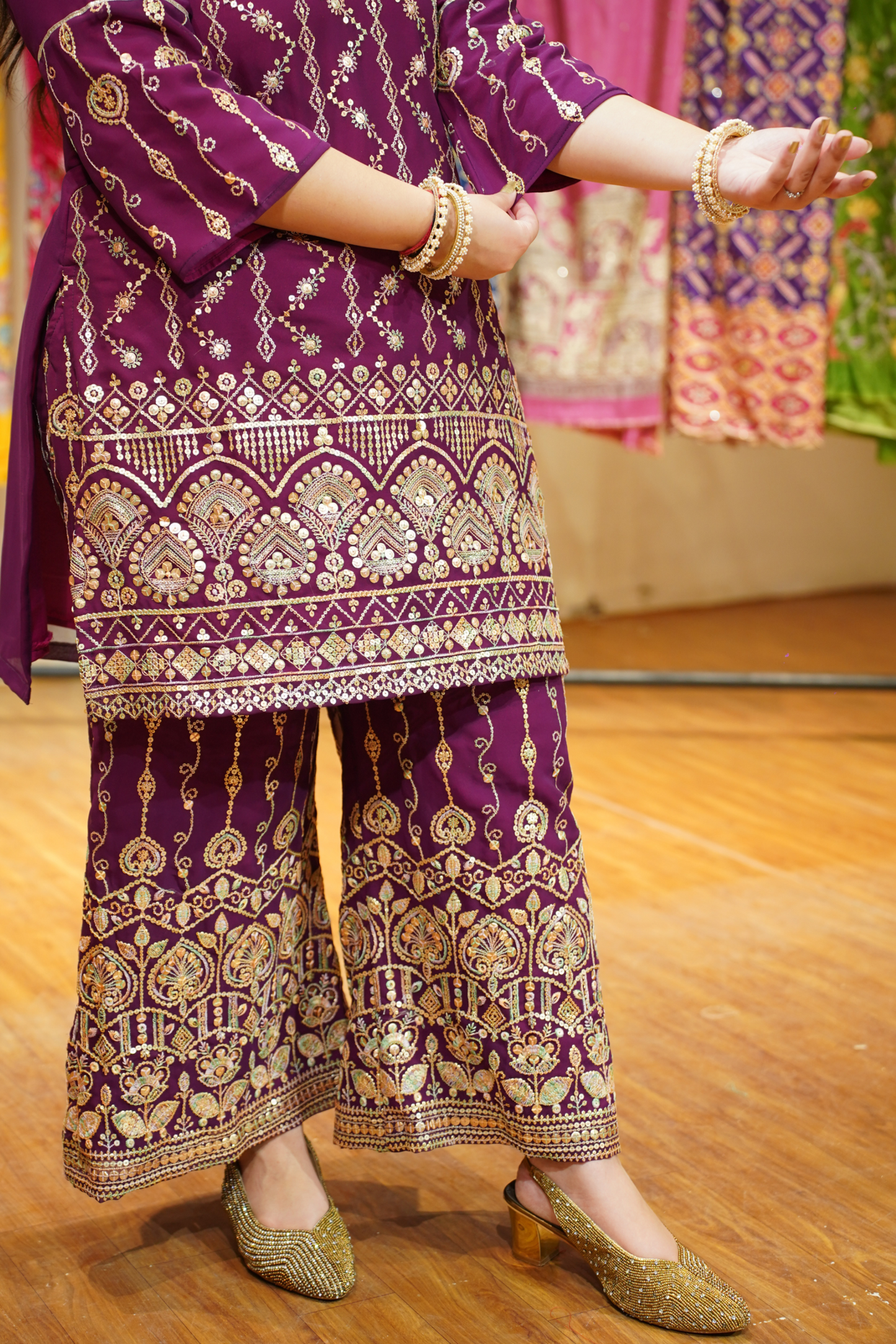 Garnet Glow Embroidered Georgette Suit