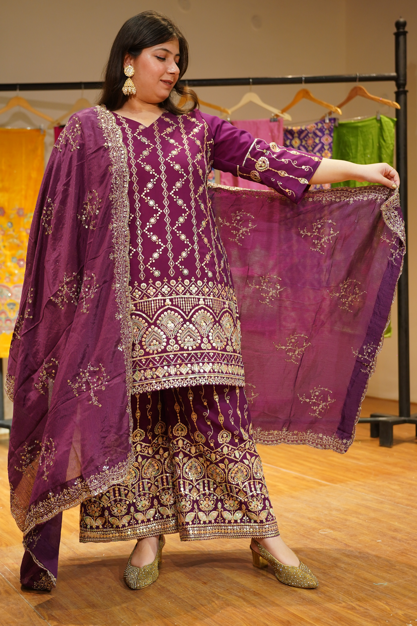 Garnet Glow Embroidered Georgette Suit