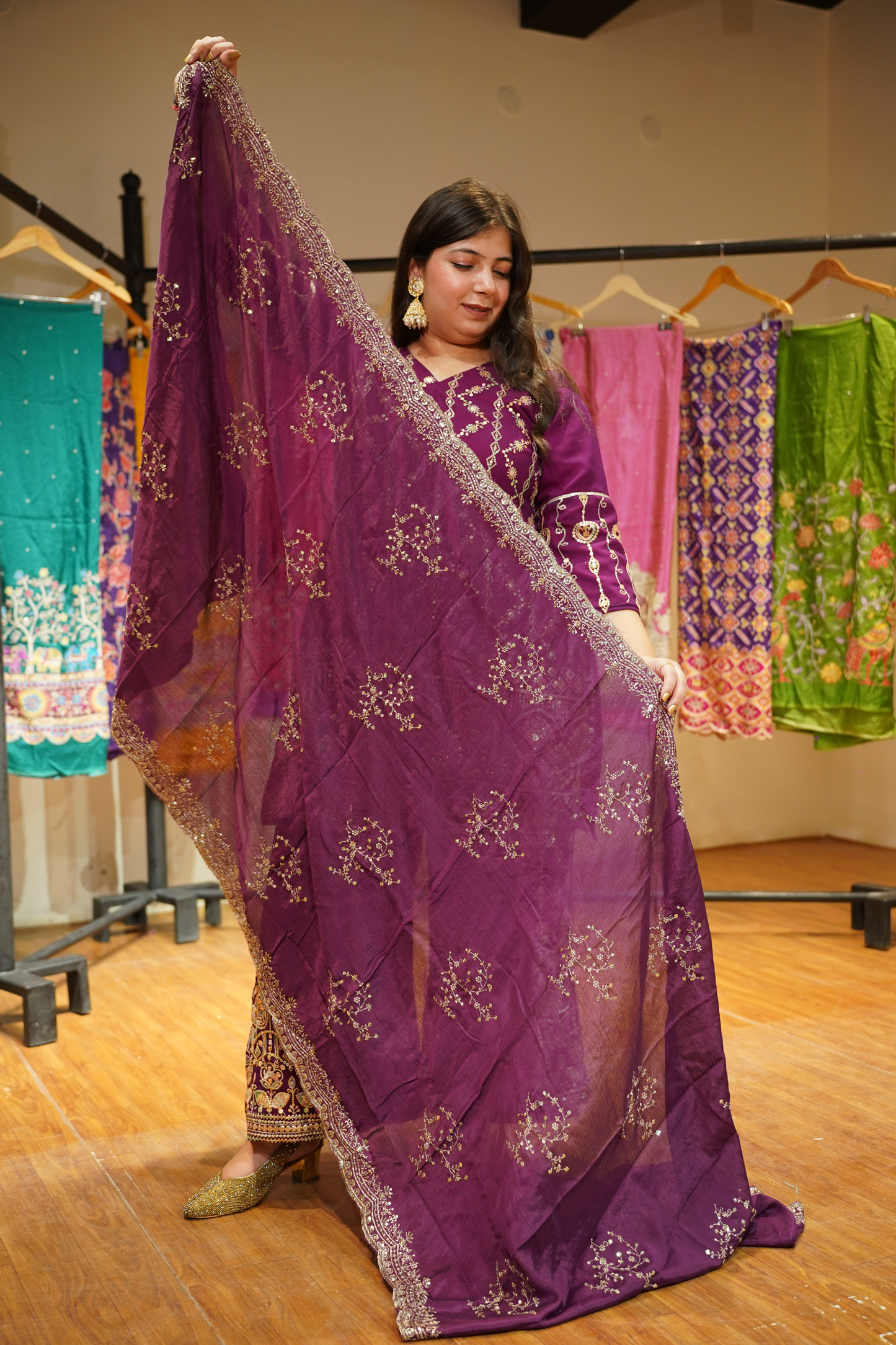 Garnet Glow Embroidered Georgette Suit