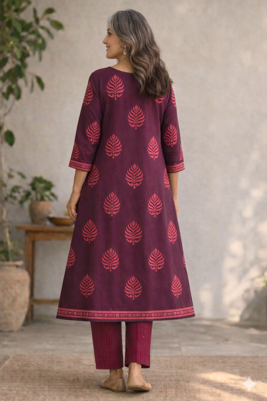 Rose Courtyard Kalidar Cotton Suit