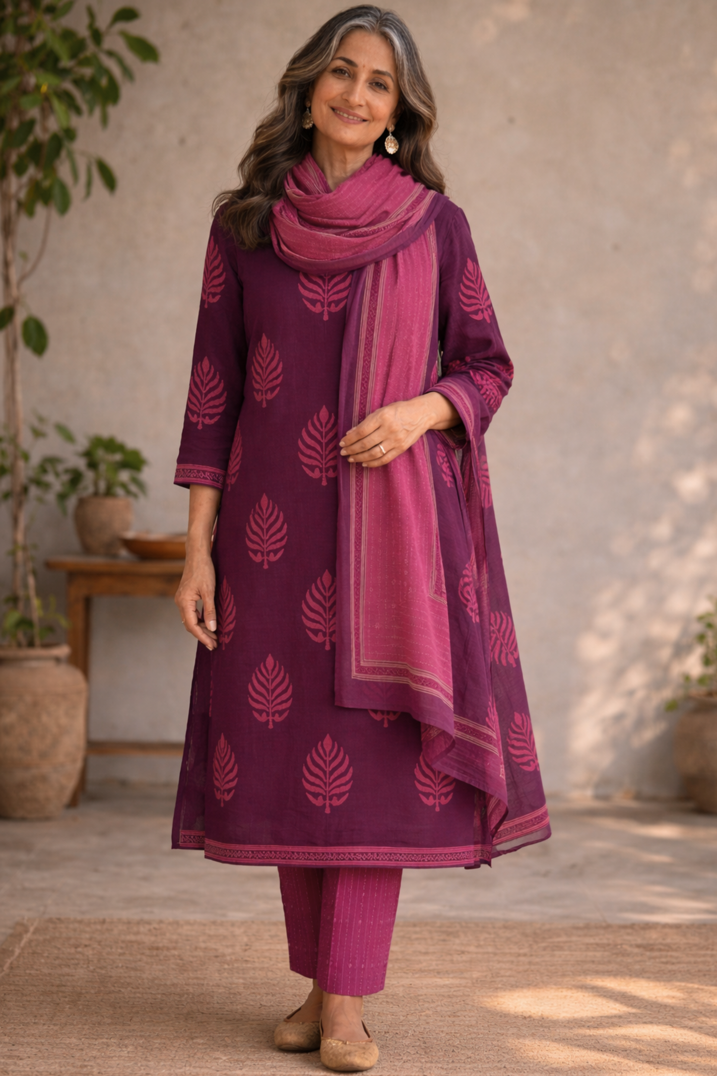 Rose Courtyard Kalidar Cotton Suit