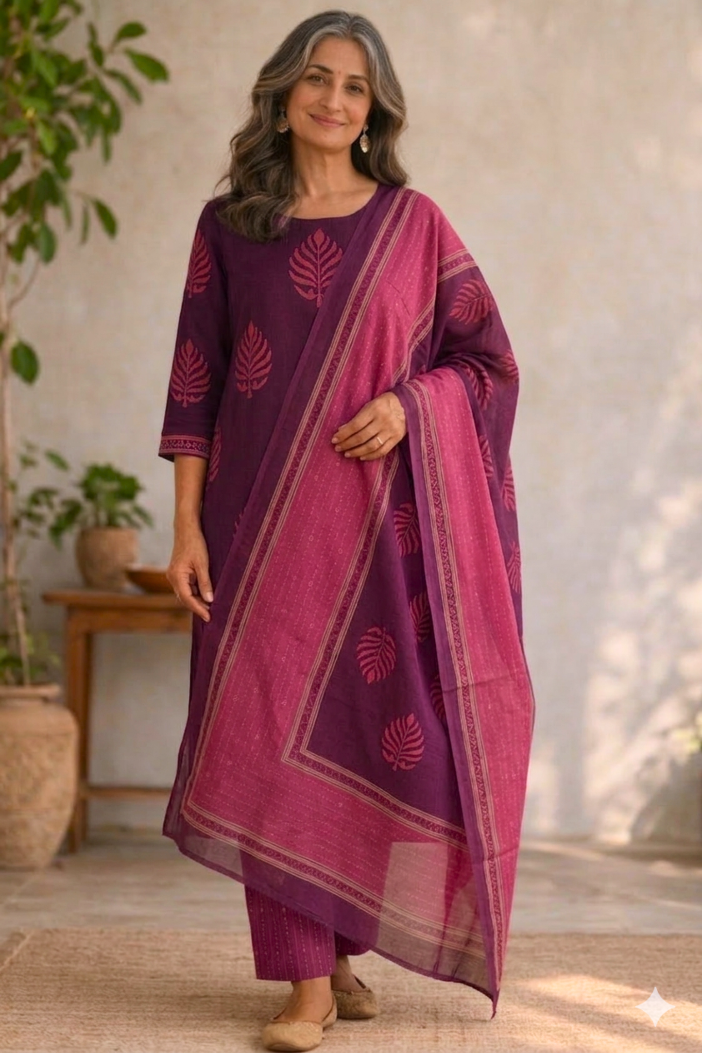 Rose Courtyard Kalidar Cotton Suit