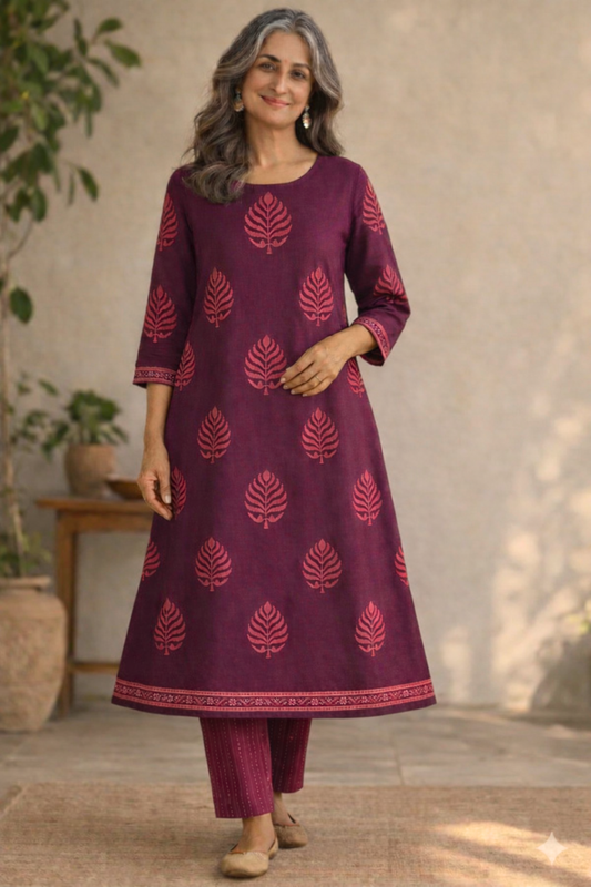 Rose Courtyard Kalidar Cotton Suit