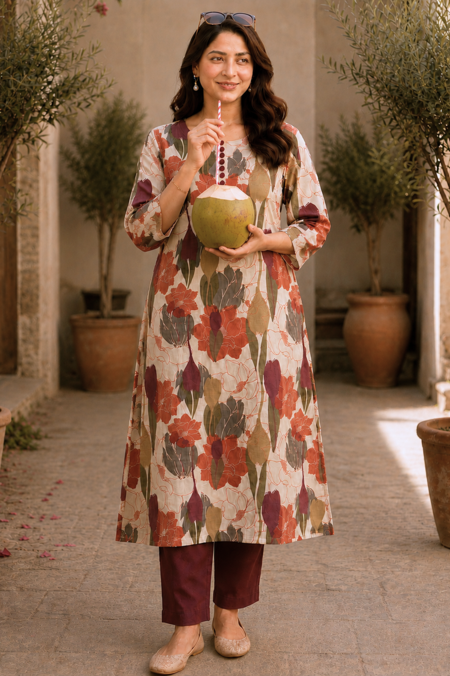 Autumn Flora Cotton Kurta