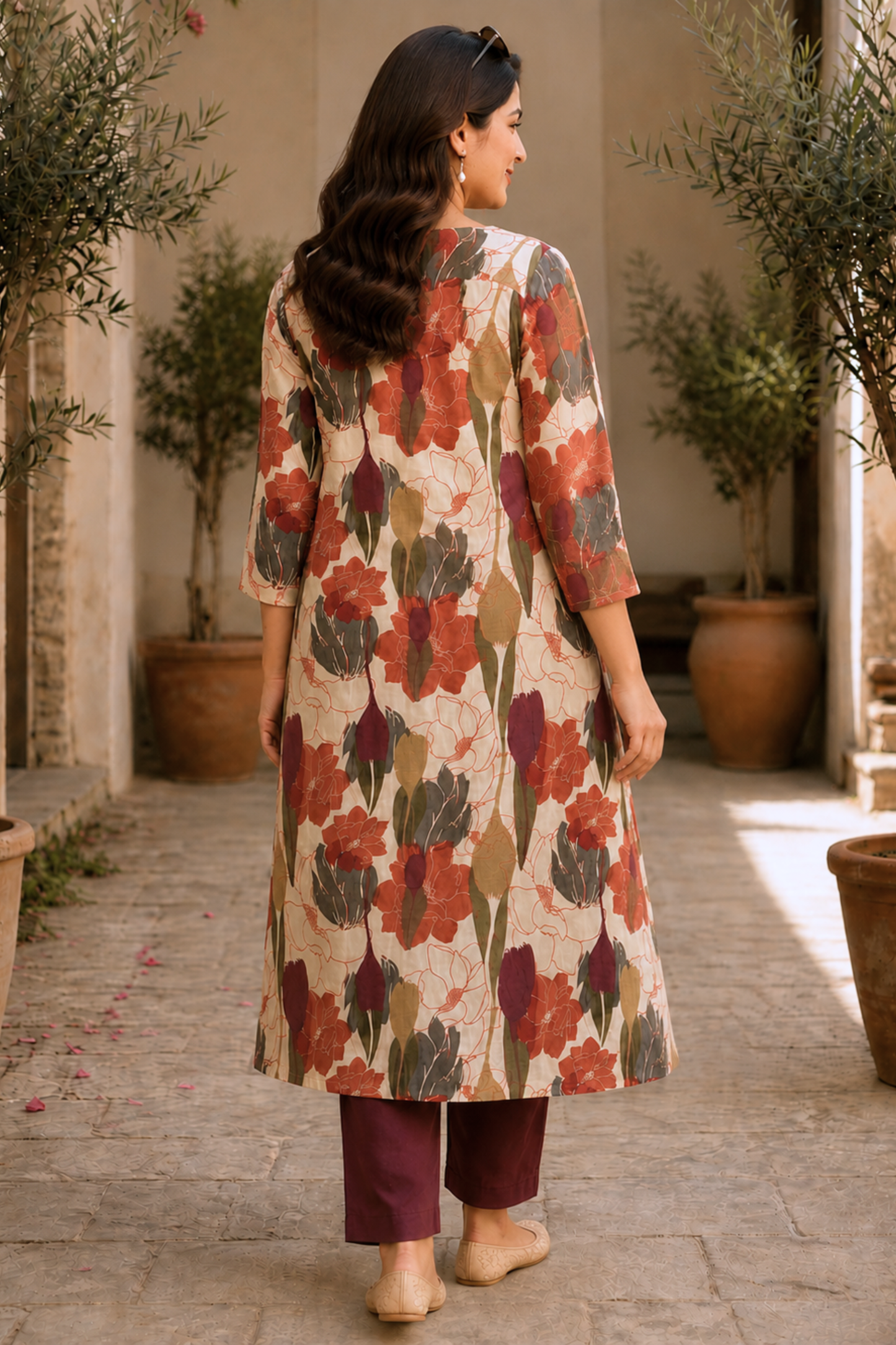 Autumn Flora Cotton Kurta