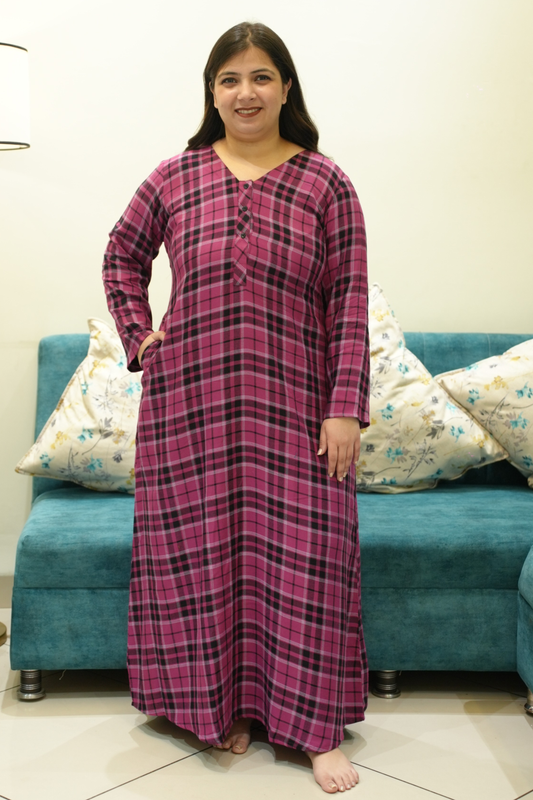 Wine Scarlet Woollen Night Gown