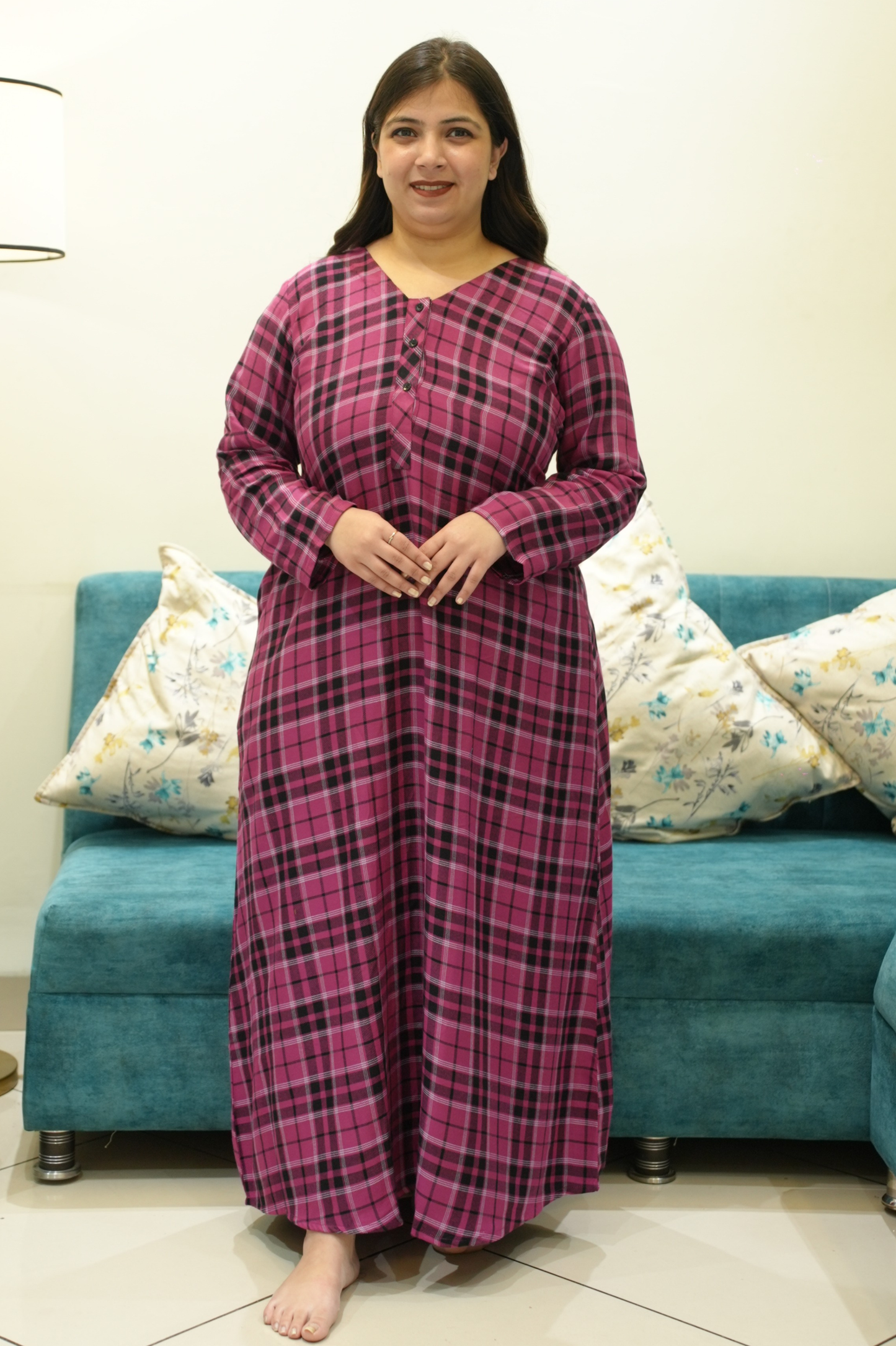 Wine Scarlet Woollen Night Gown