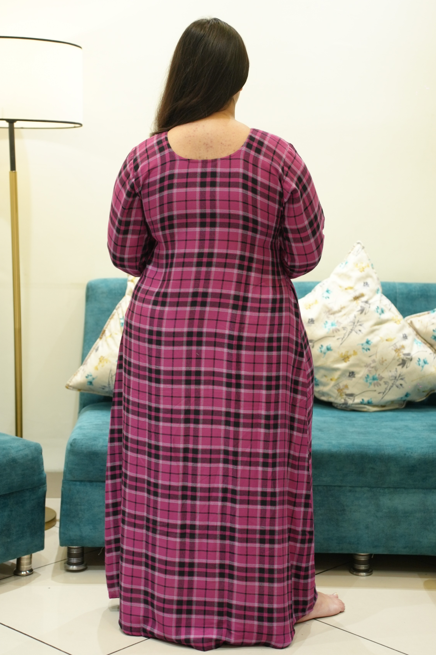 Wine Scarlet Woollen Night Gown