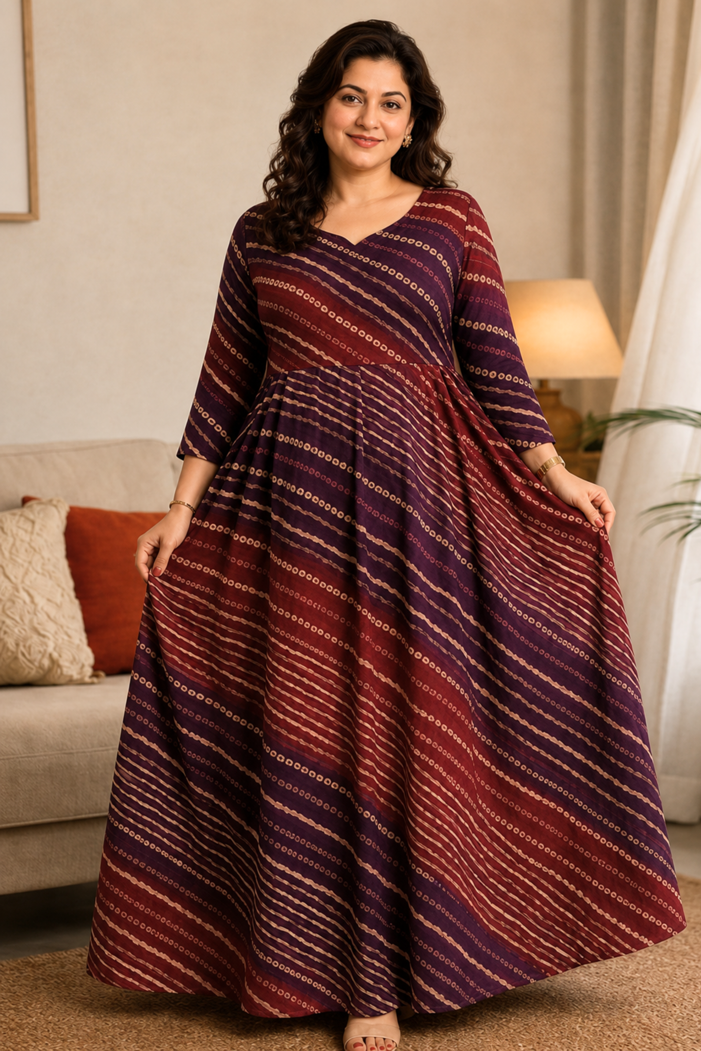 Velvet Merlot Ombré Rayon Dress With Pockets