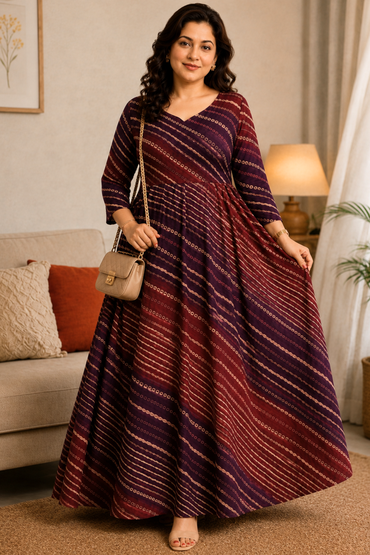 Velvet Merlot Ombré Rayon Dress With Pockets