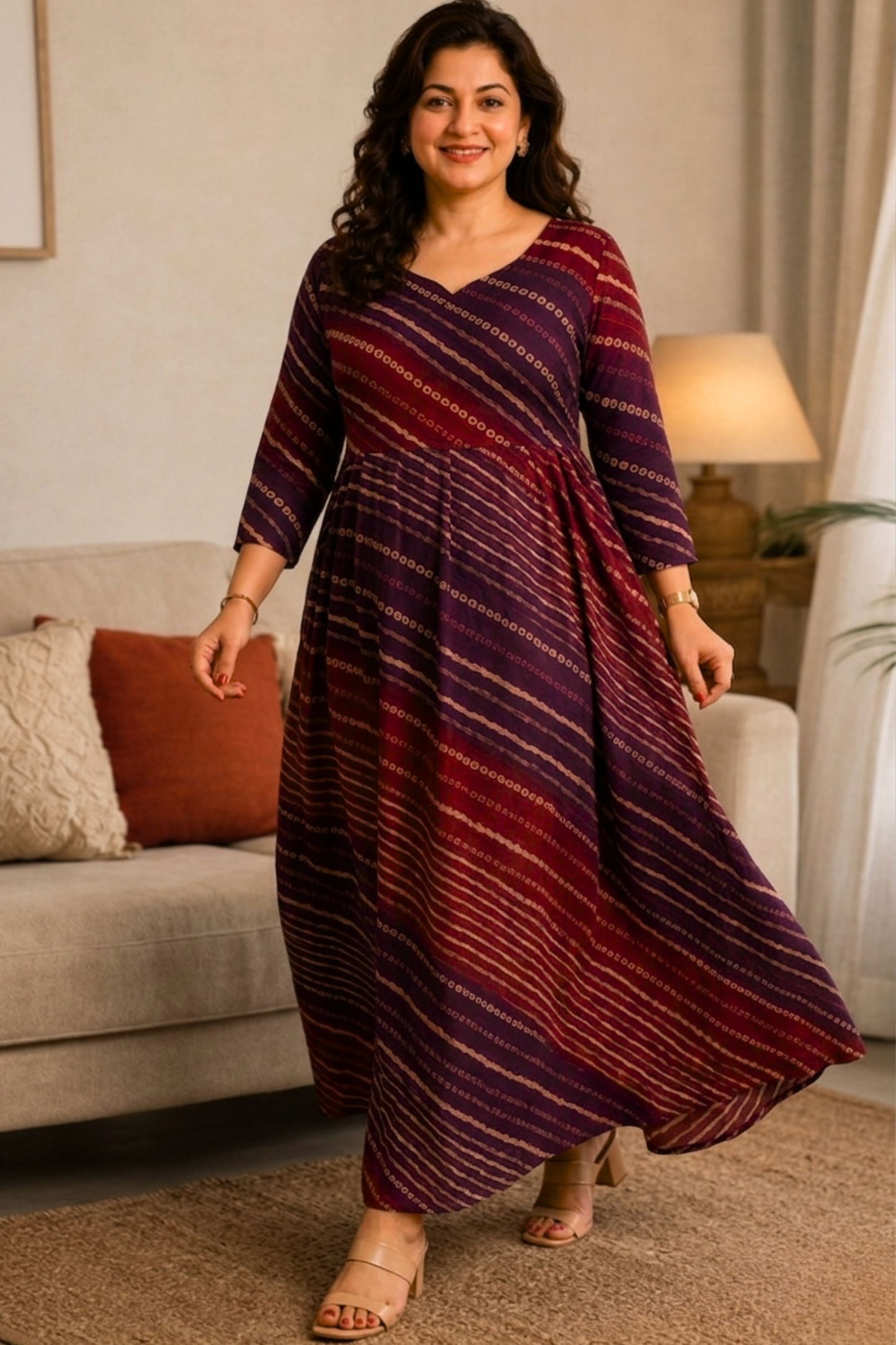 Velvet Merlot Ombré Rayon Dress With Pockets