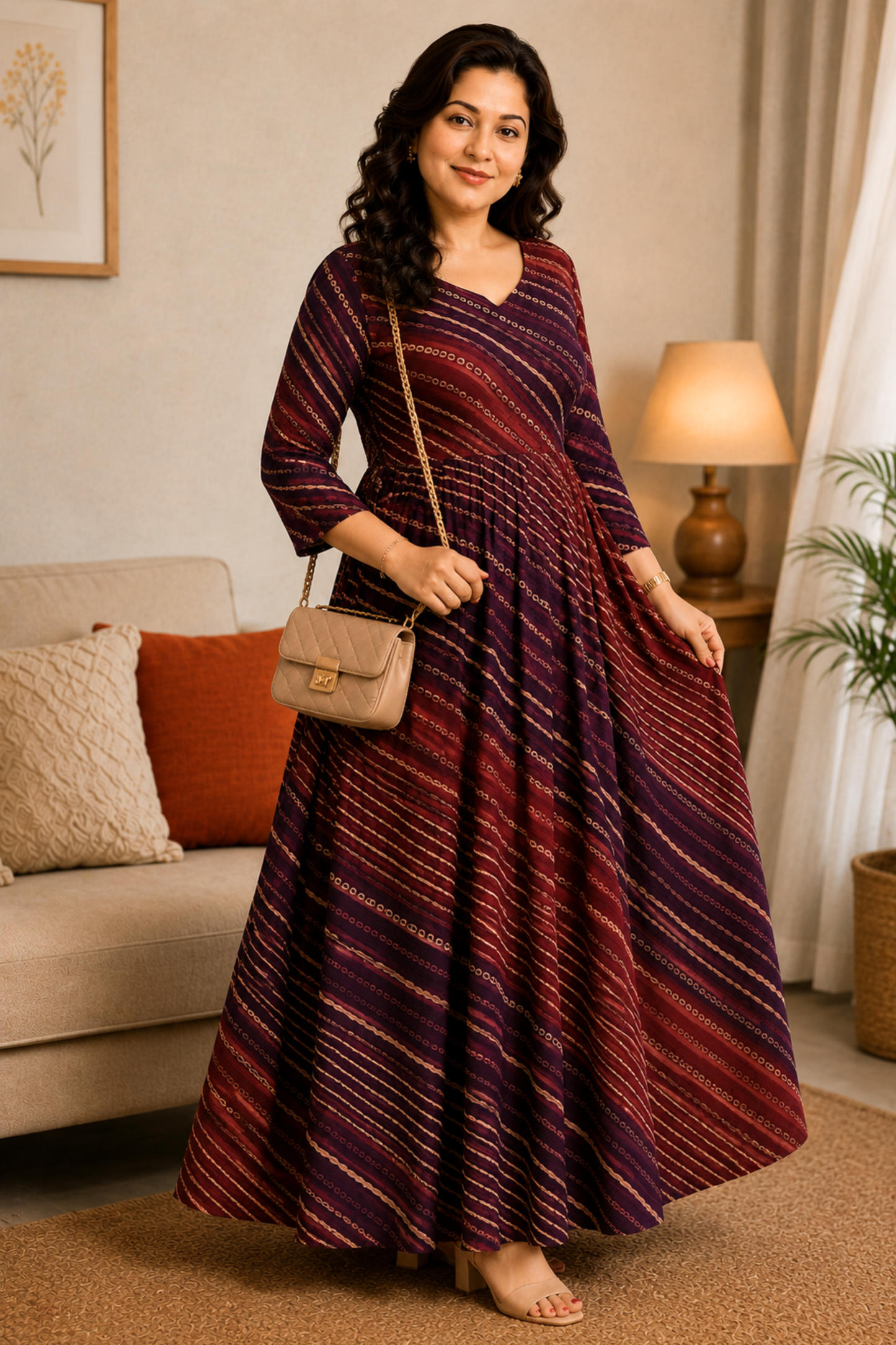 Velvet Merlot Ombré Rayon Dress With Pockets