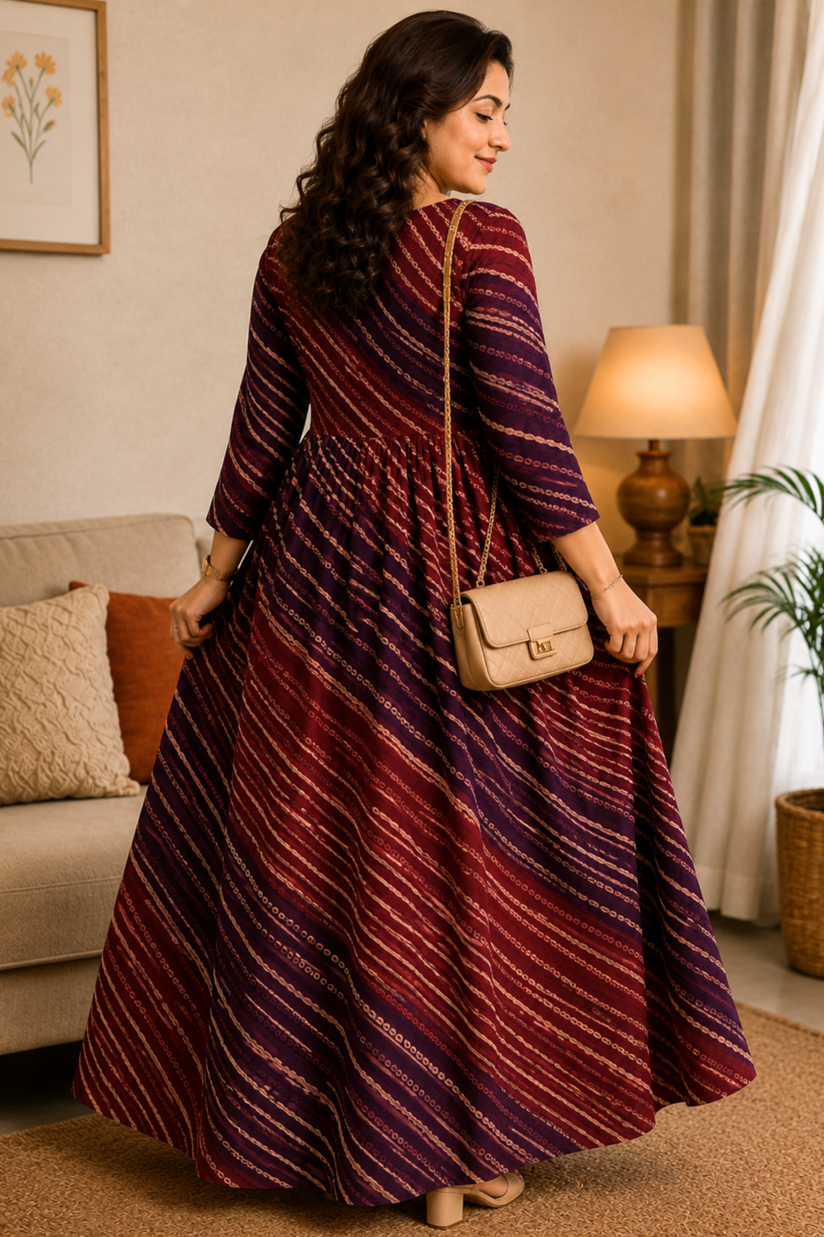 Velvet Merlot Ombré Rayon Dress With Pockets