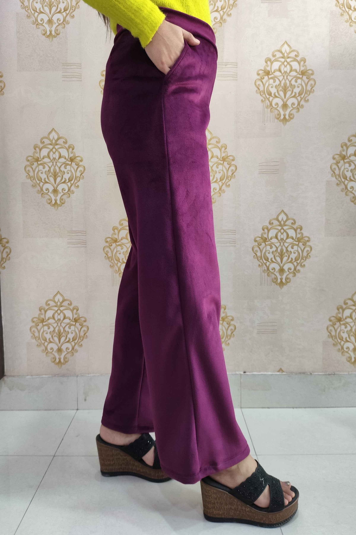 Wine Velvet Fleece Pants