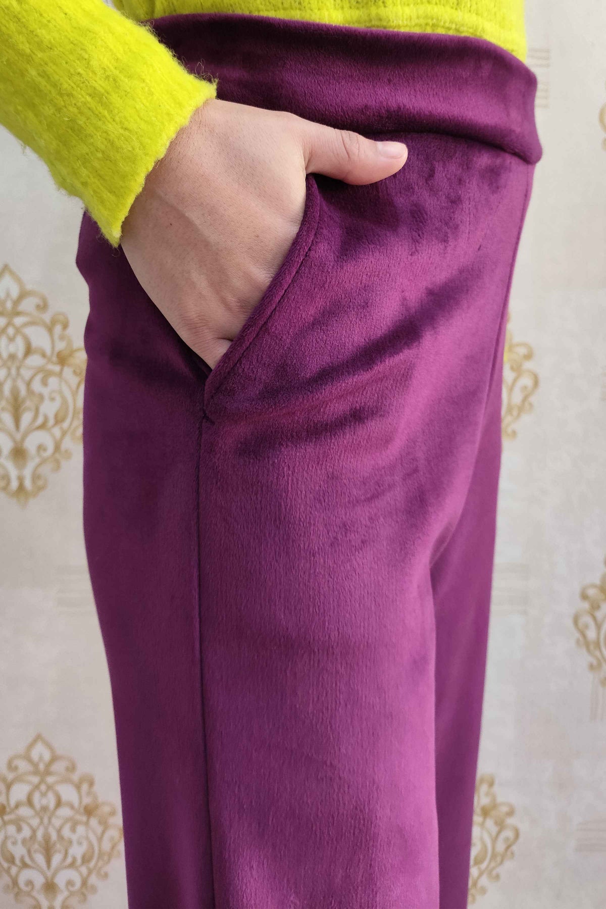 Wine Velvet Fleece Pants
