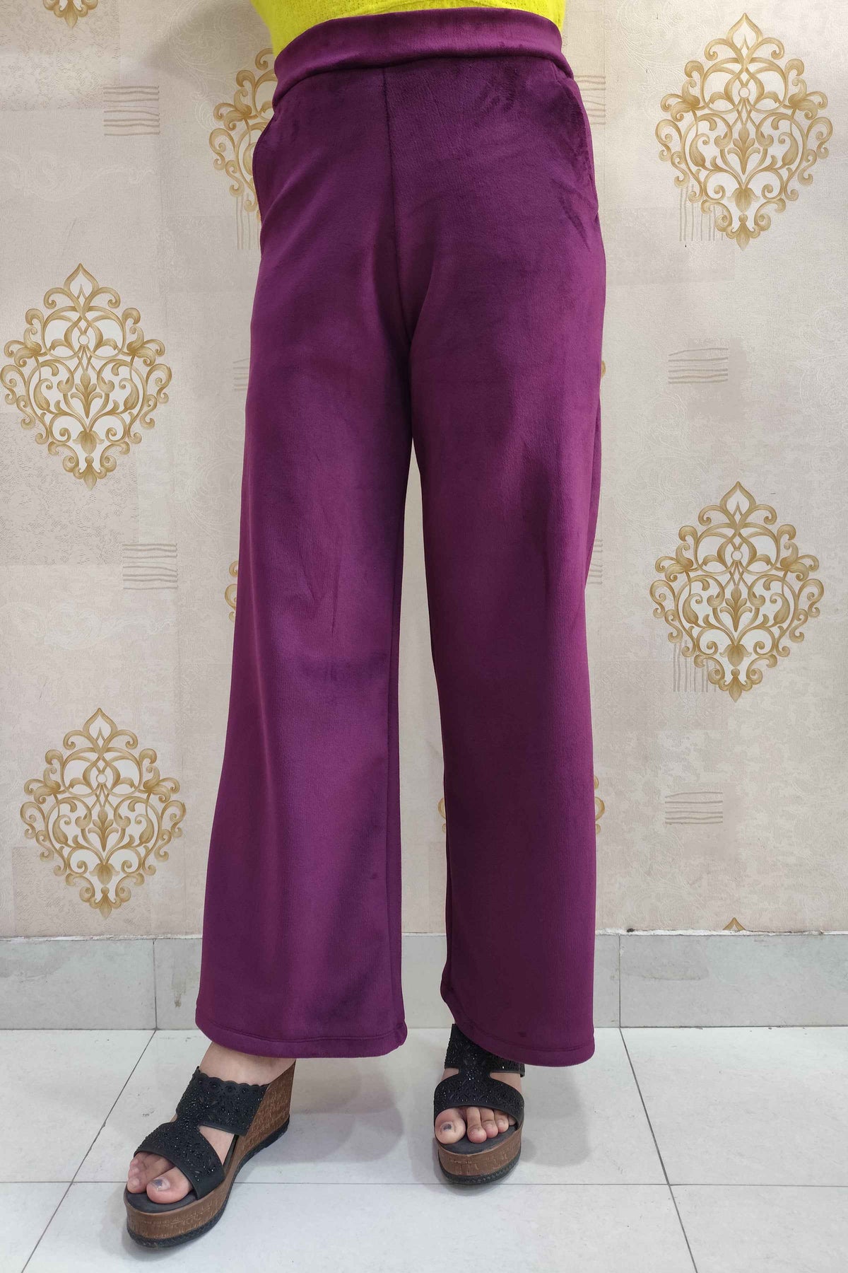Wine Velvet Fleece Pants