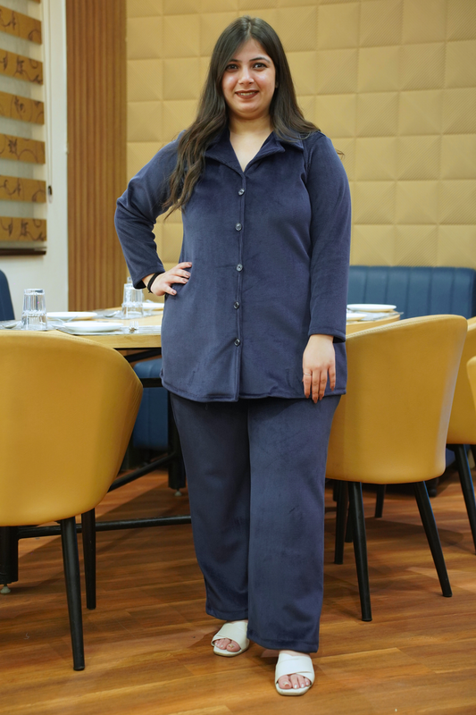 Winter Blue Velvet Co-ord Set