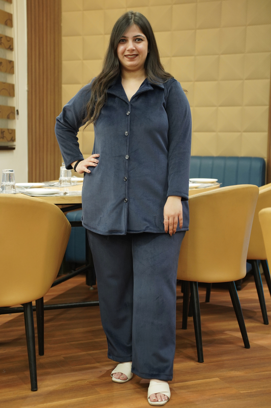 Winter Blue Velvet Co-ord Set