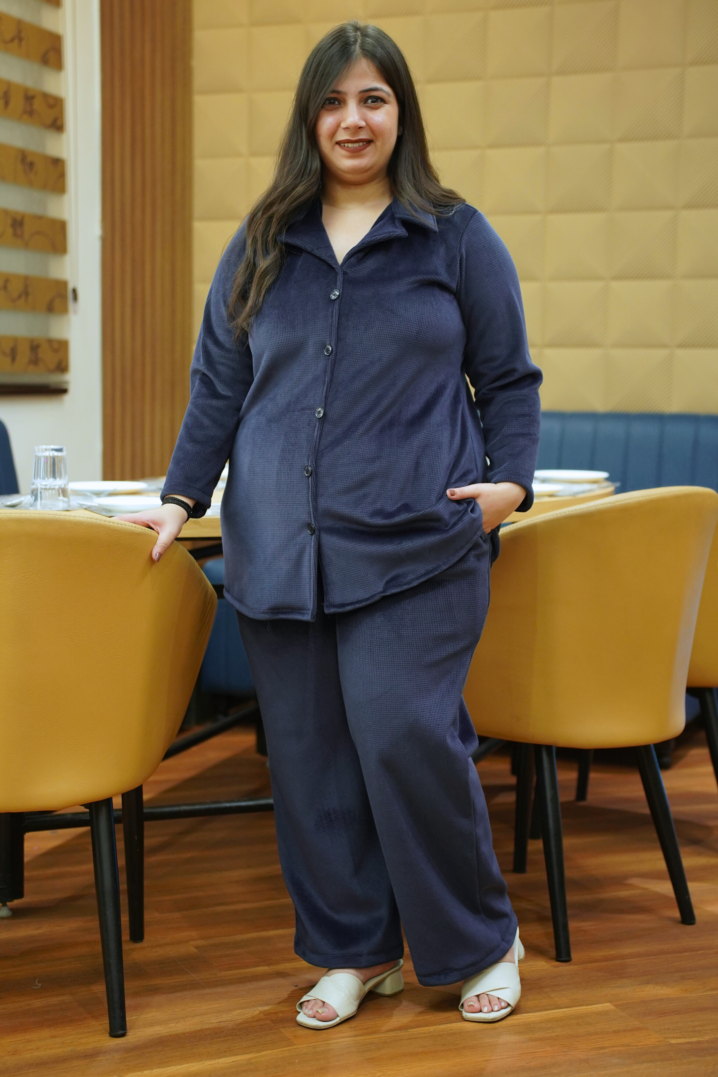 Winter Blue Velvet Co-ord Set