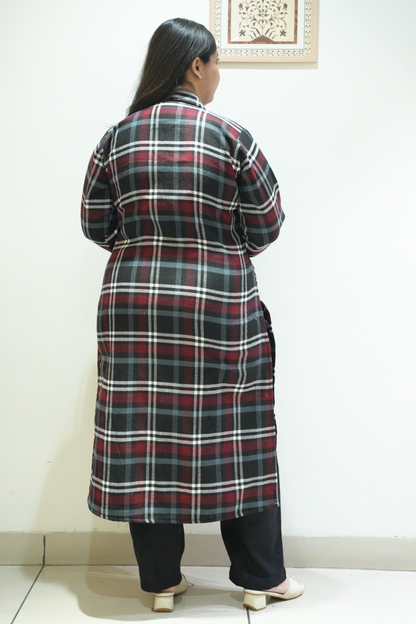 Black Hearth Checked Woollen Kurta