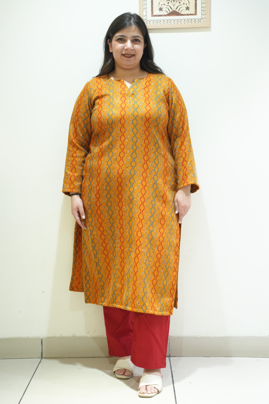 Saffron Ripple Woollen Kurta