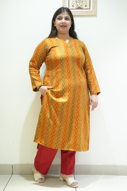 Saffron Ripple Woollen Kurta