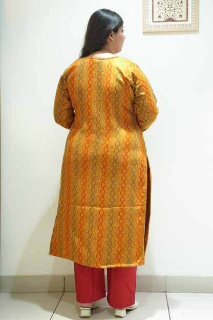 Saffron Ripple Woollen Kurta