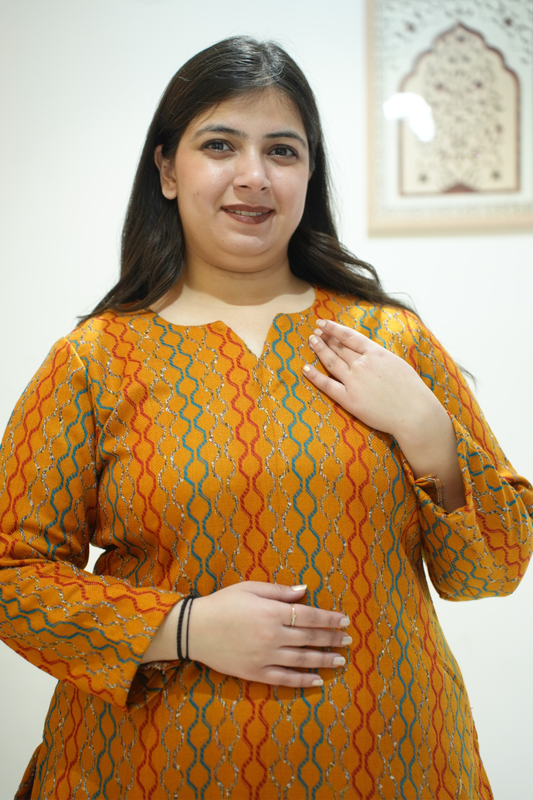 Saffron Ripple Woollen Kurta