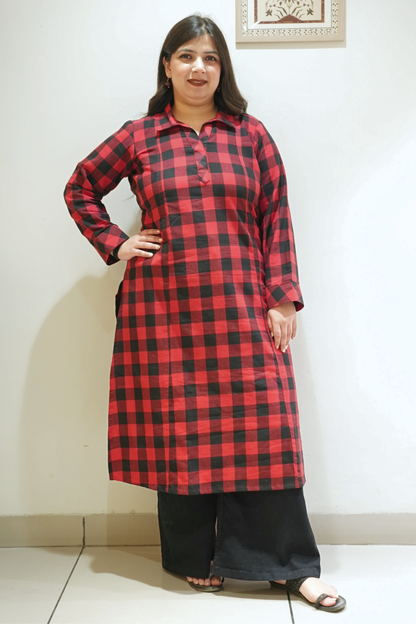 Fireside Checked A-line Woollen Kurta
