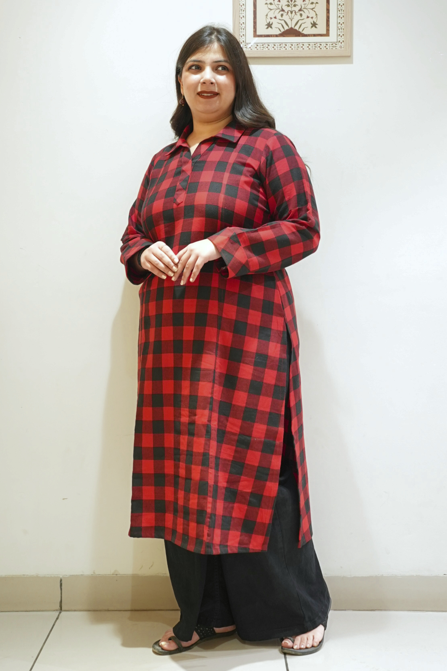 Fireside Checked A-line Woollen Kurta