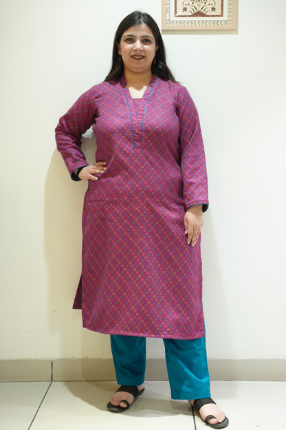 Fuchsia Coast Woollen Kurta Set