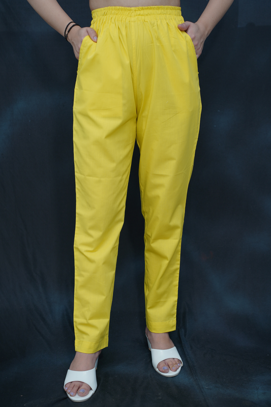 Neon Yellow Cotton Kurti Pant