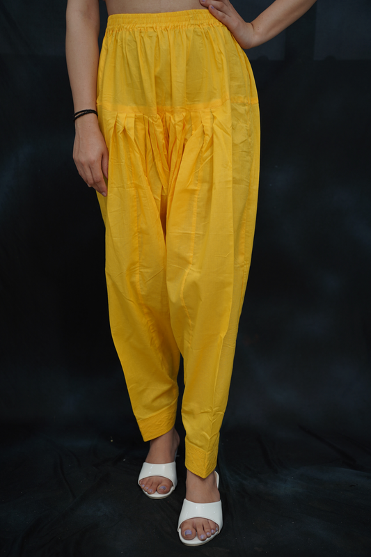 Yellow Cotton Straight Salwar