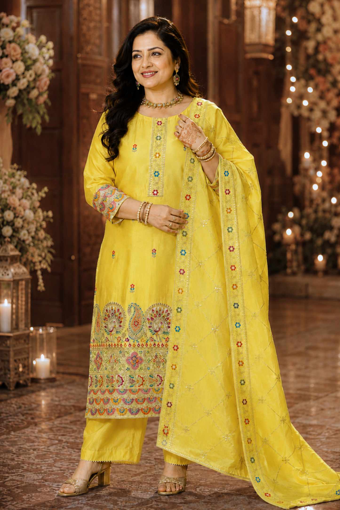 Saanvi Prabha Shimmer Suit With Zari Embroidery (Copy)