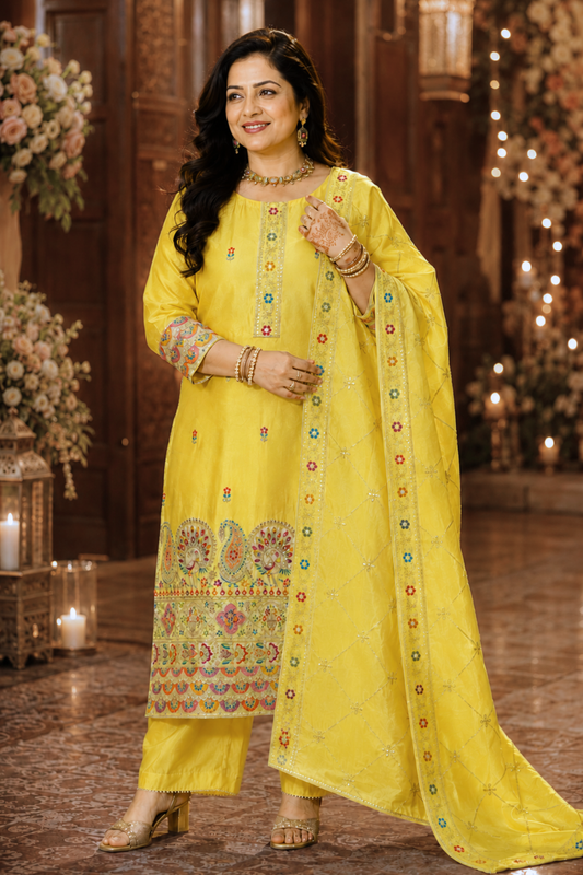 Saanvi Prabha Shimmer Suit With Zari Embroidery (Copy)
