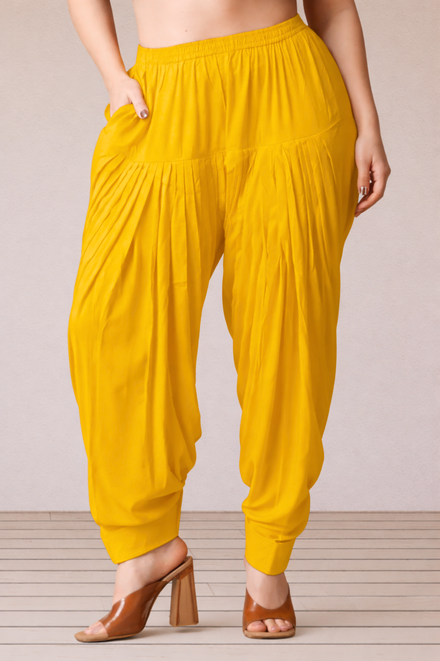 Yellow Rayon Patiala Salwar