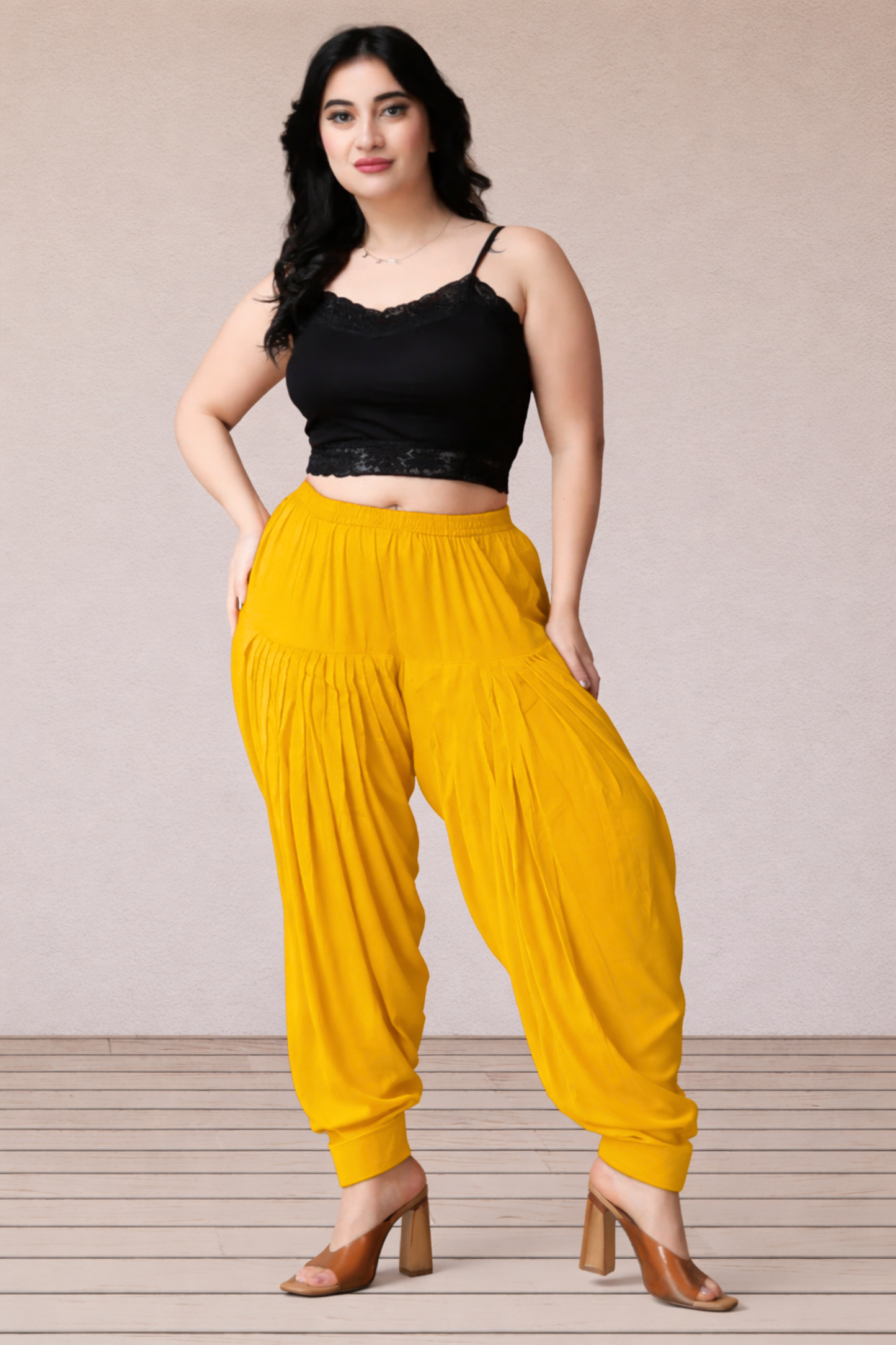 Yellow Rayon Patiala Salwar