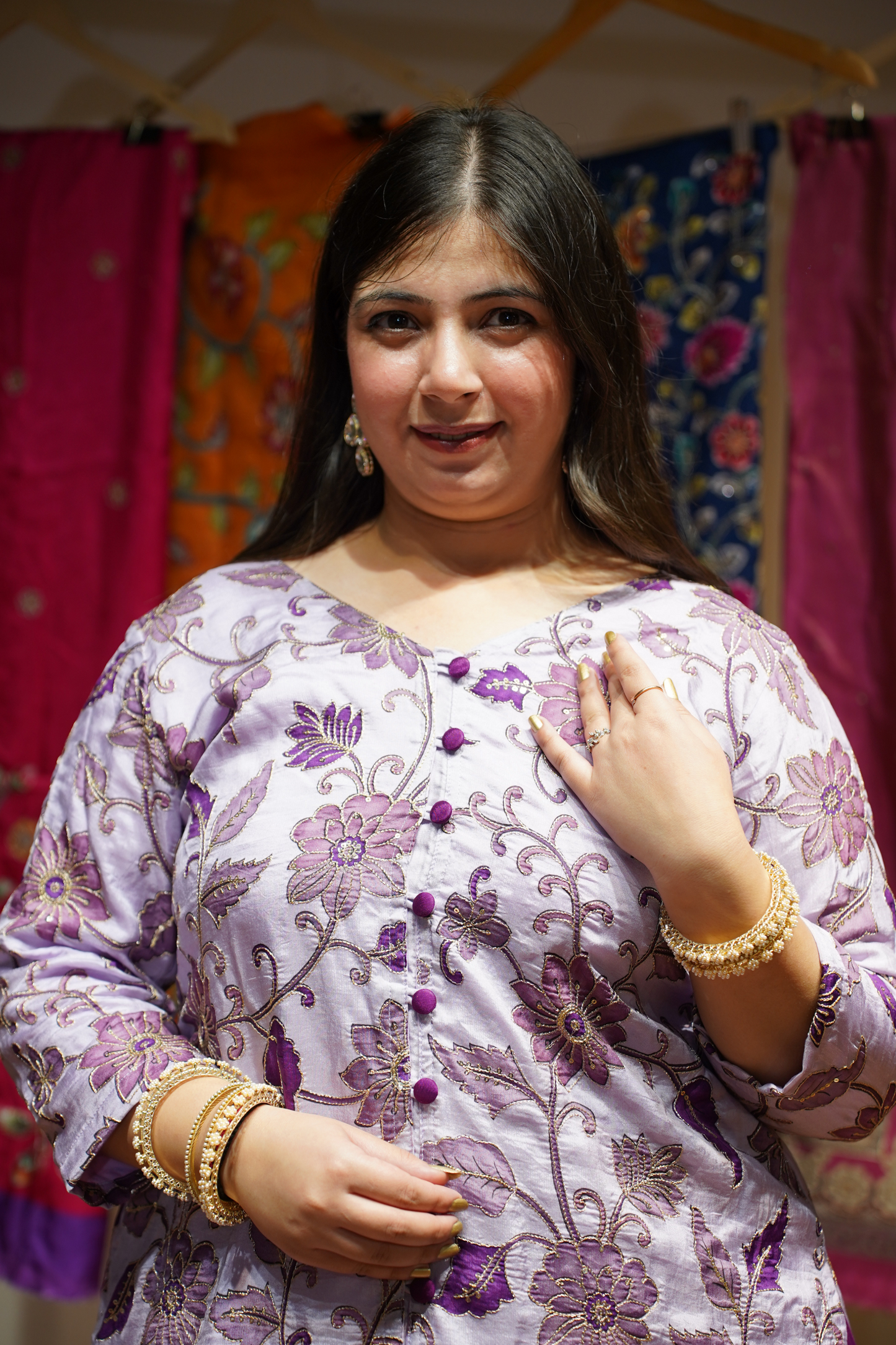 Navita Mauve Sharara Suit with Floral Motifs