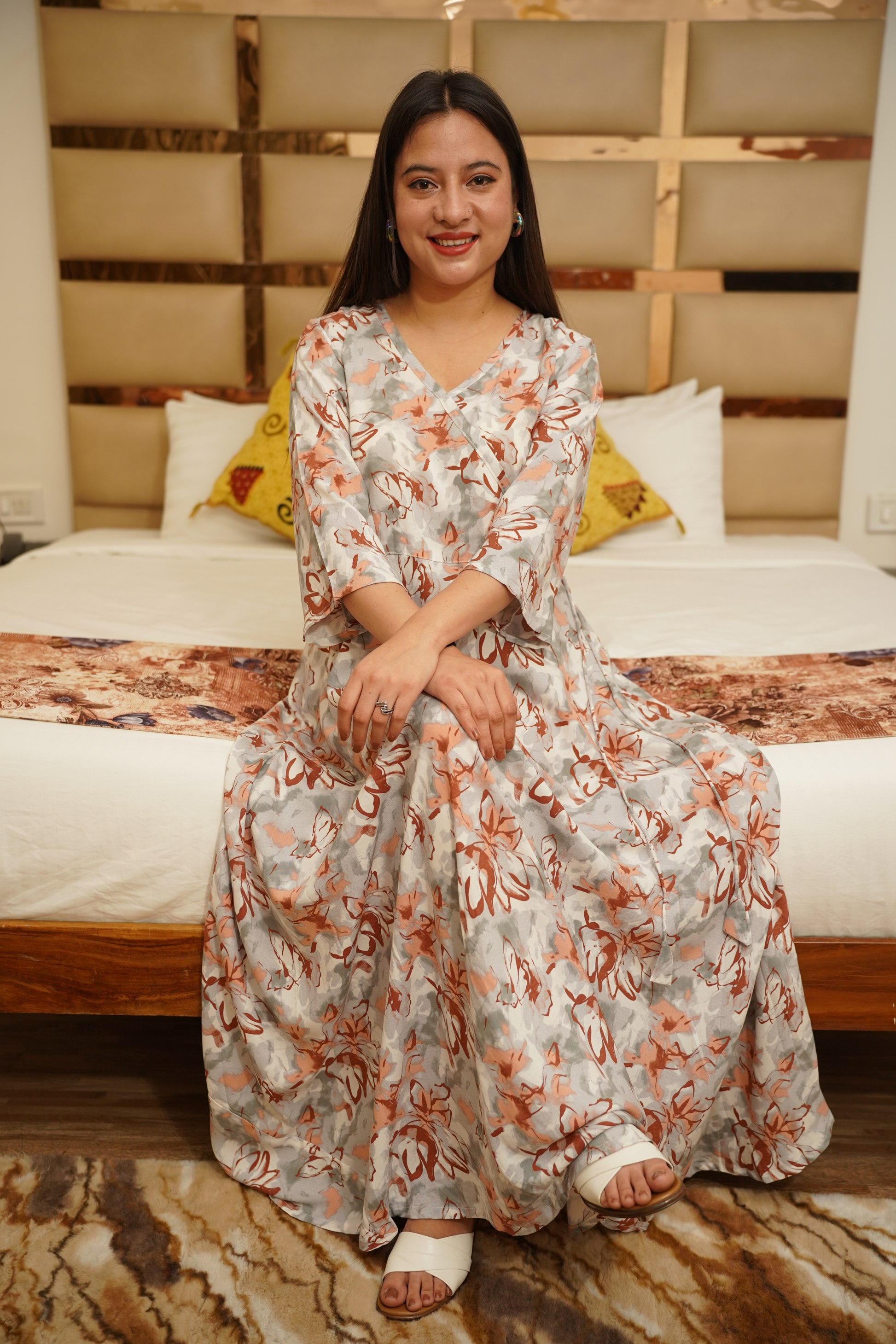 Smoky Garden Rayon Maxi Dress