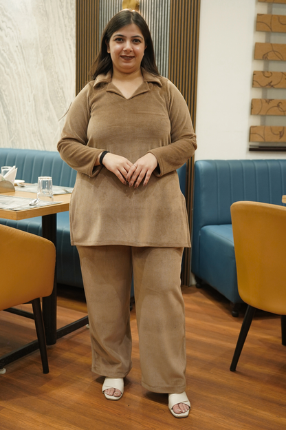 Warm Biscotti Velvet Co-ord Set