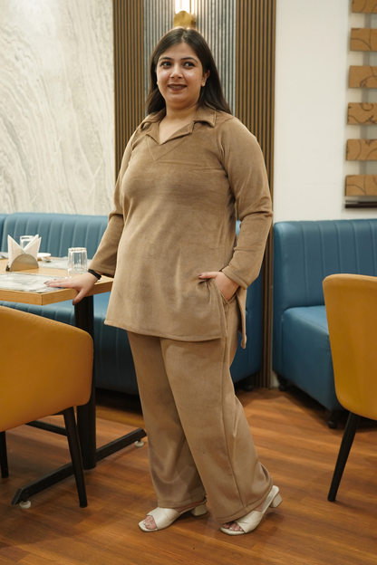 Warm Biscotti Velvet Co-ord Set