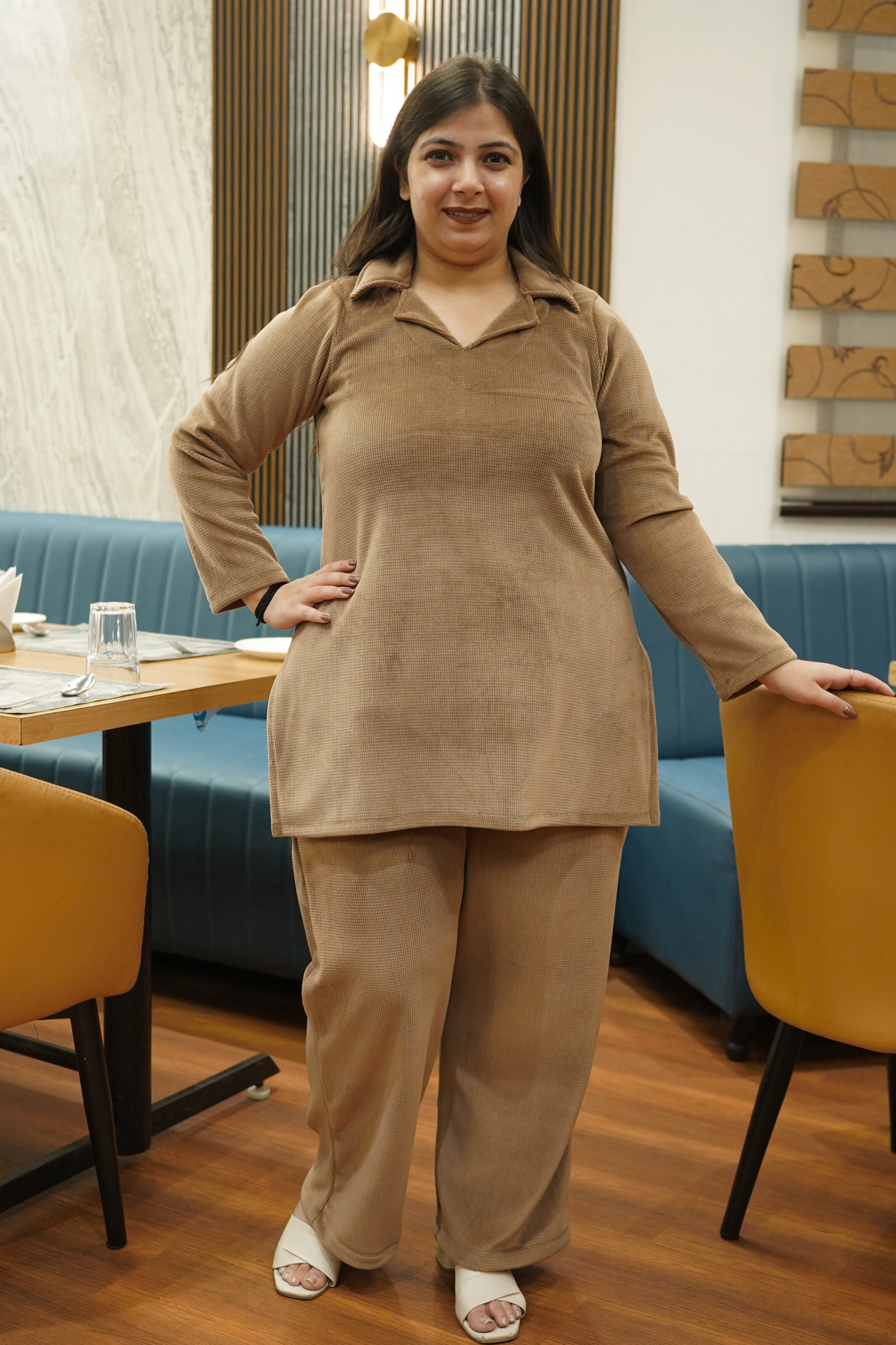 Warm Biscotti Velvet Co-ord Set